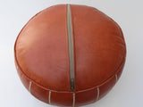 Premium Leather Pouf - Brown