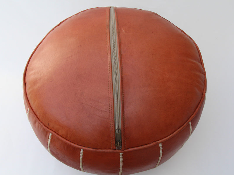 Premium Leather Pouf - Brown