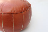 Premium Leather Pouf - Brown