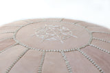 Premium Leather Pouf - Nude