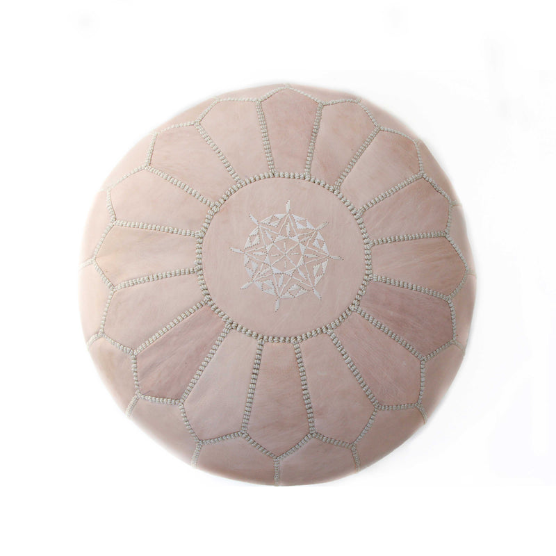 Premium Leather Pouf - Nude