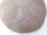 Premium Leather Pouf - Nude