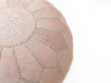 Premium Leather Pouf - Nude