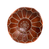 Leather Pouf - Caramel brown