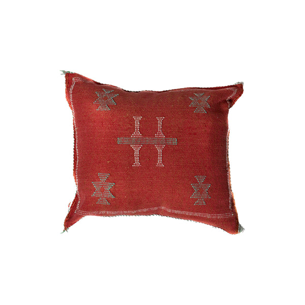 Cactus Silk Pillow Cover - Burgundy