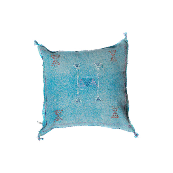 Cactus Silk Pillow Cover - Light Turquoise